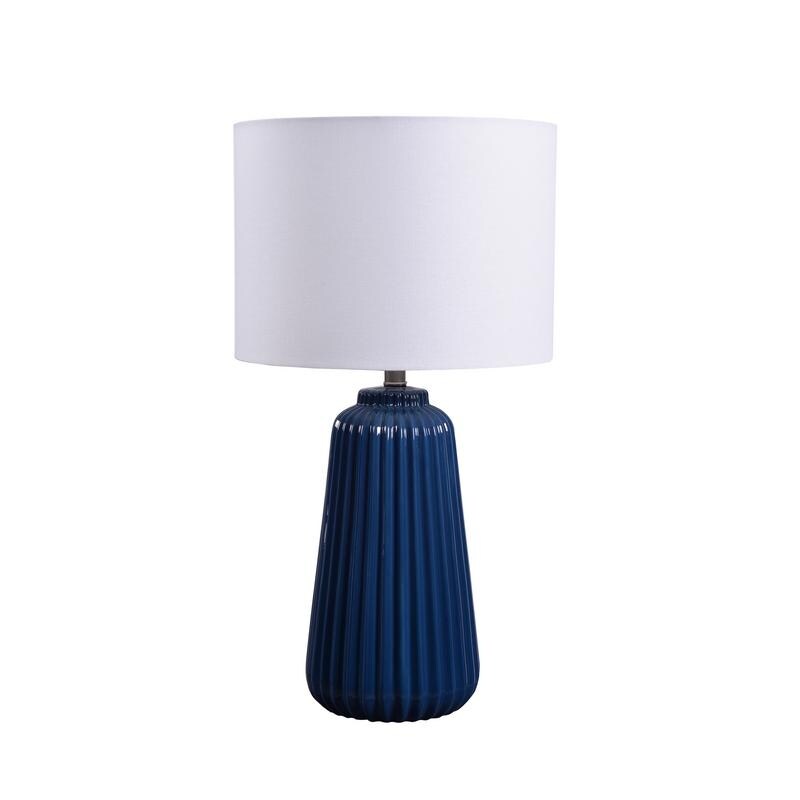 Kainak Navy Ceramic And Brushed Steel Table Lamp