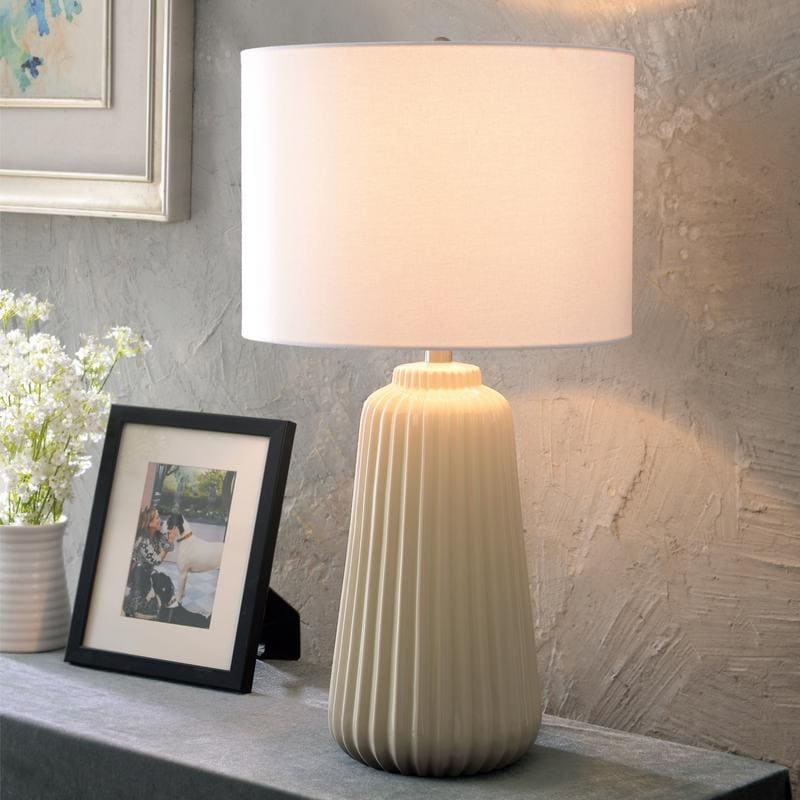 Kainak Navy Ceramic And Brushed Steel Table Lamp