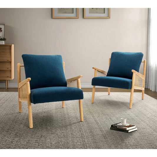 Kamui Wooden Upholstered Armchair with Solid Wood Legs Set of 2