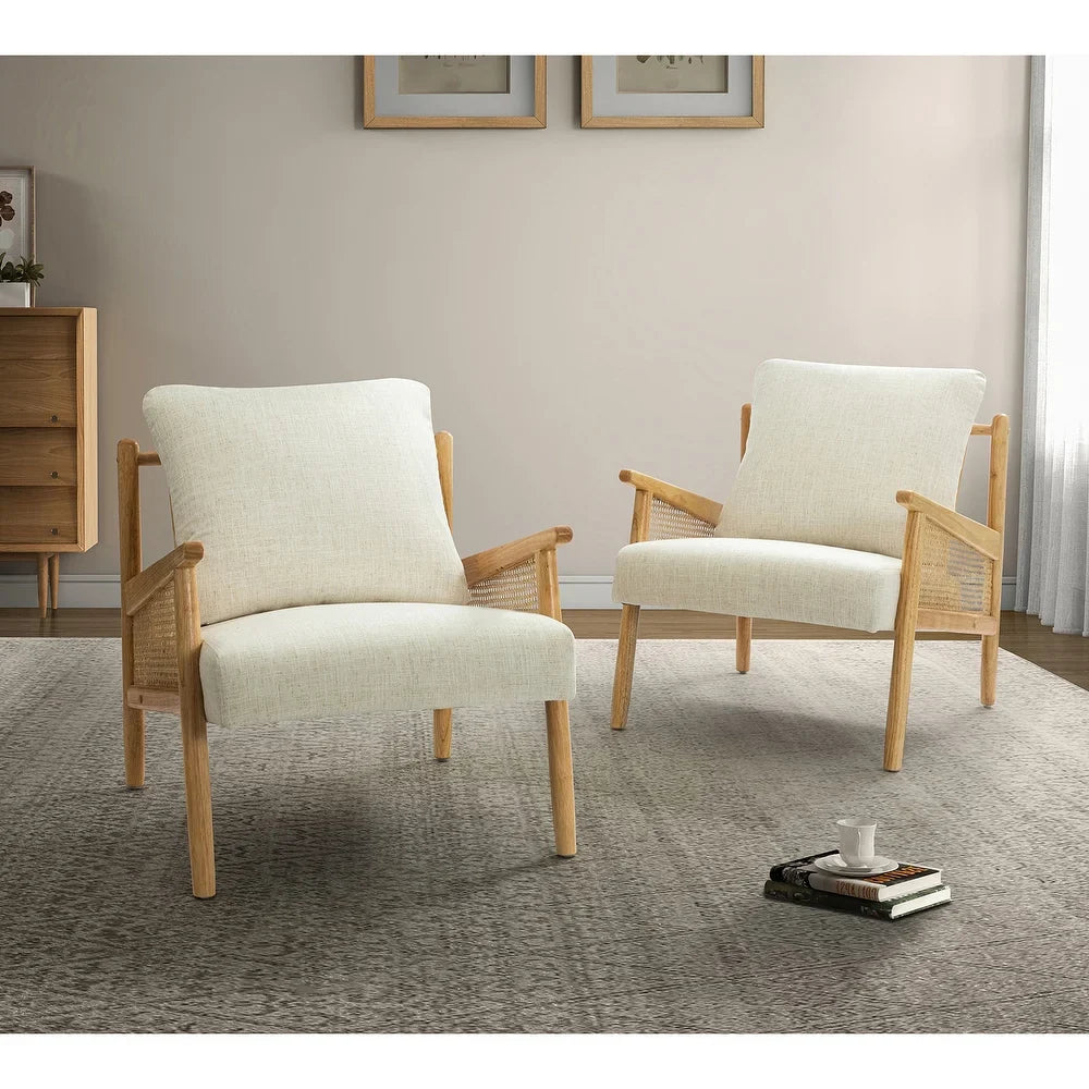 Kamui Wooden Upholstered Armchair with Solid Wood Legs Set of 2