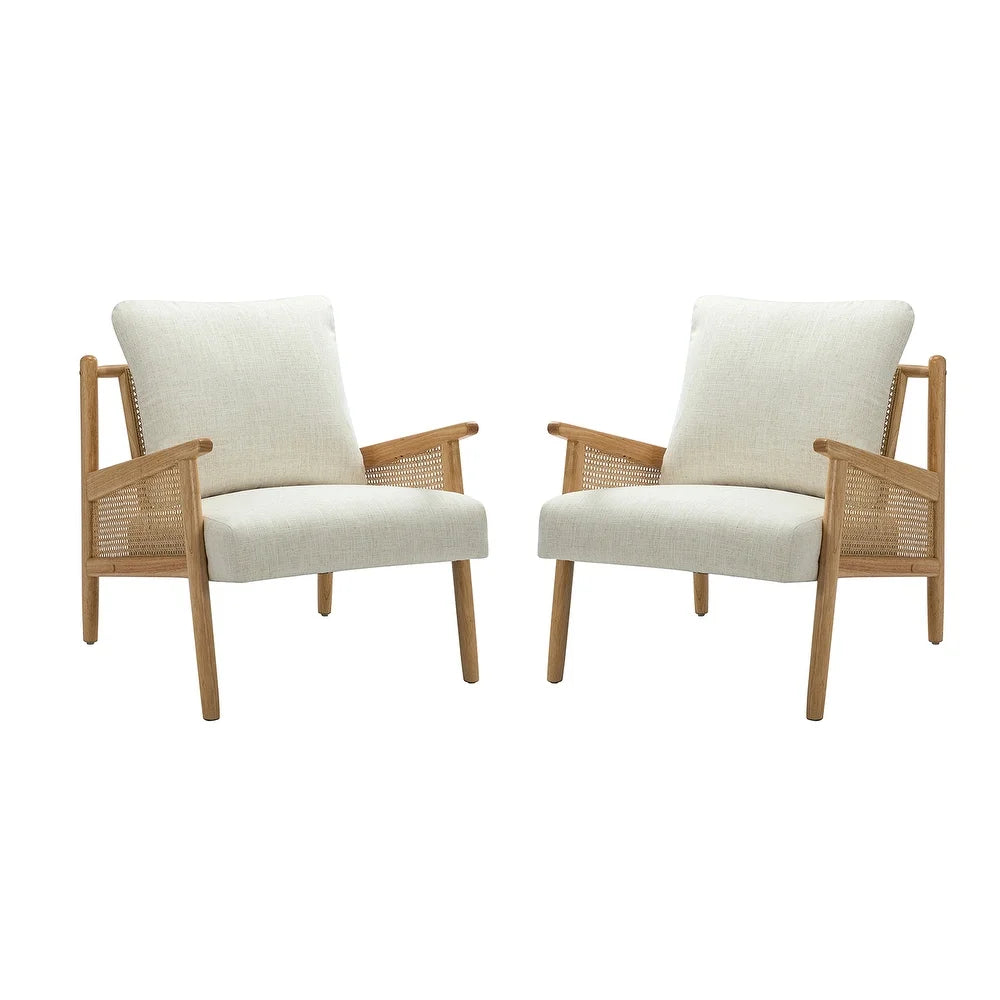 Kamui Wooden Upholstered Armchair with Solid Wood Legs Set of 2