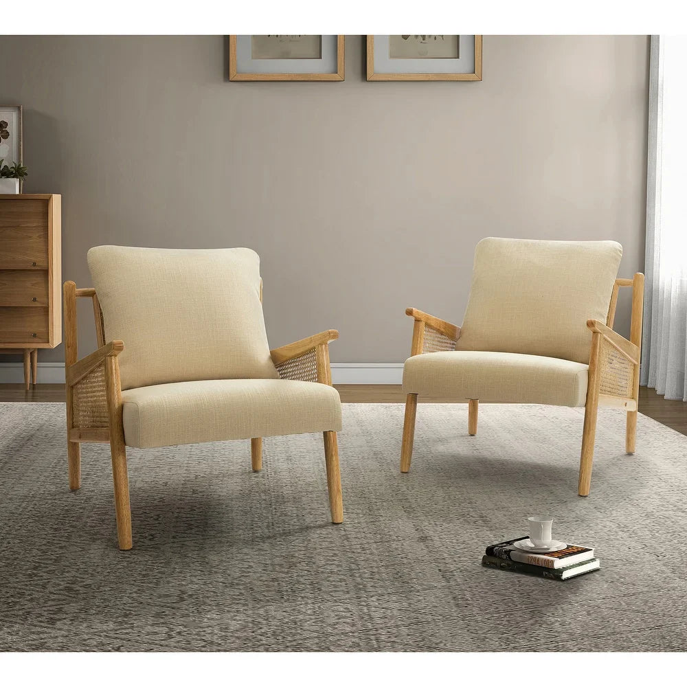 Kamui Wooden Upholstered Armchair with Solid Wood Legs Set of 2