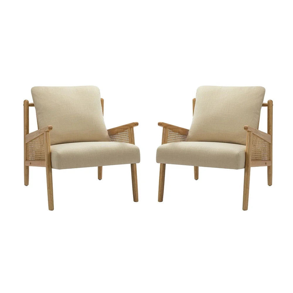 Kamui Wooden Upholstered Armchair with Solid Wood Legs Set of 2