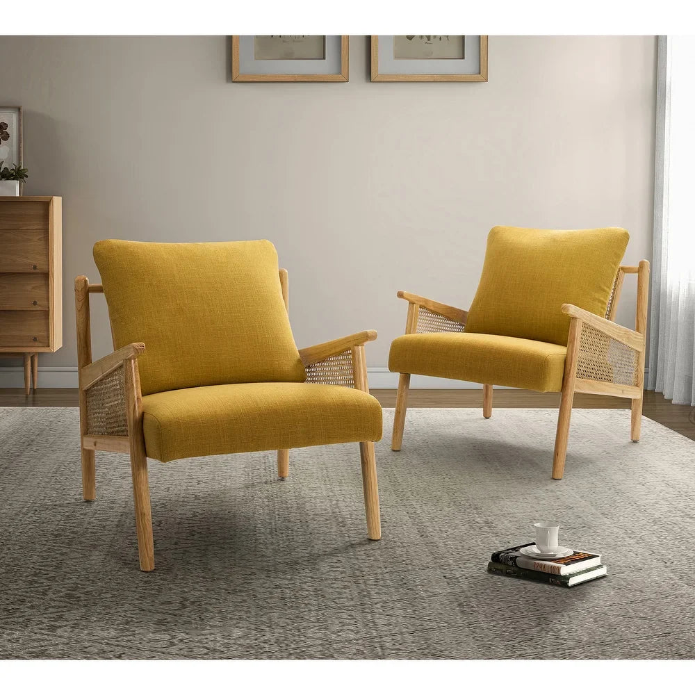 Kamui Wooden Upholstered Armchair with Solid Wood Legs Set of 2