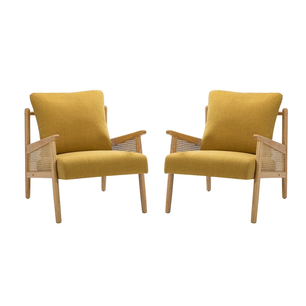 Kamui Wooden Upholstered Armchair with Solid Wood Legs Set of 2