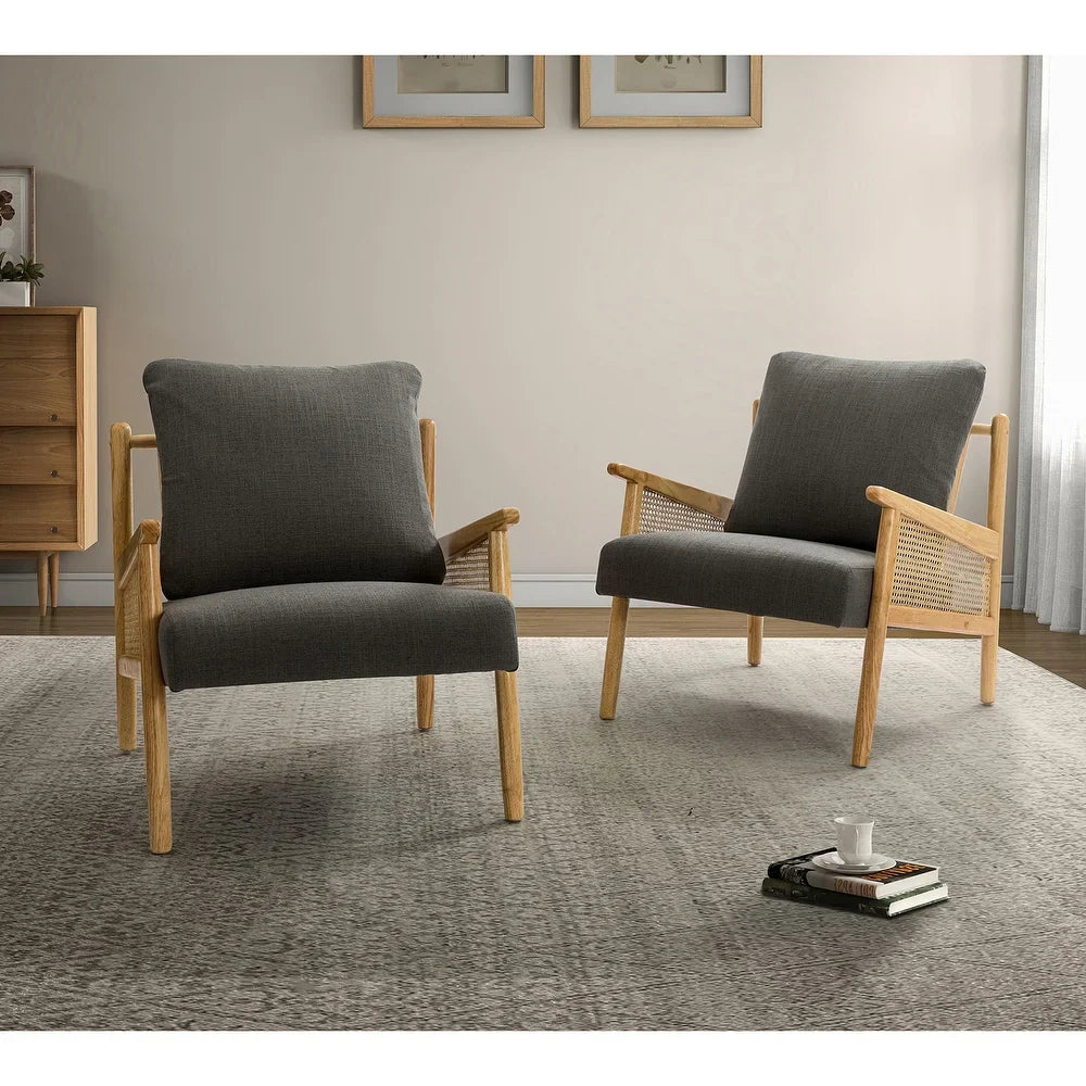 Kamui Wooden Upholstered Armchair with Solid Wood Legs Set of 2