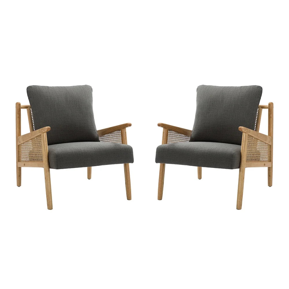 Kamui Wooden Upholstered Armchair with Solid Wood Legs Set of 2