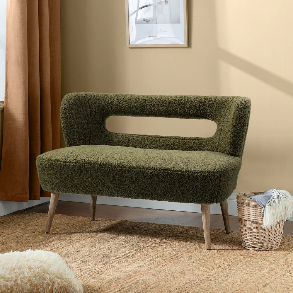 Kanesh Lambskin Sherpa Wooden Base Loveseat