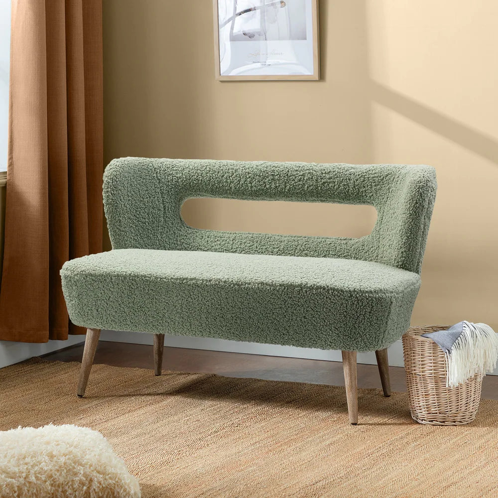 Kanesh Lambskin Sherpa Wooden Base Loveseat