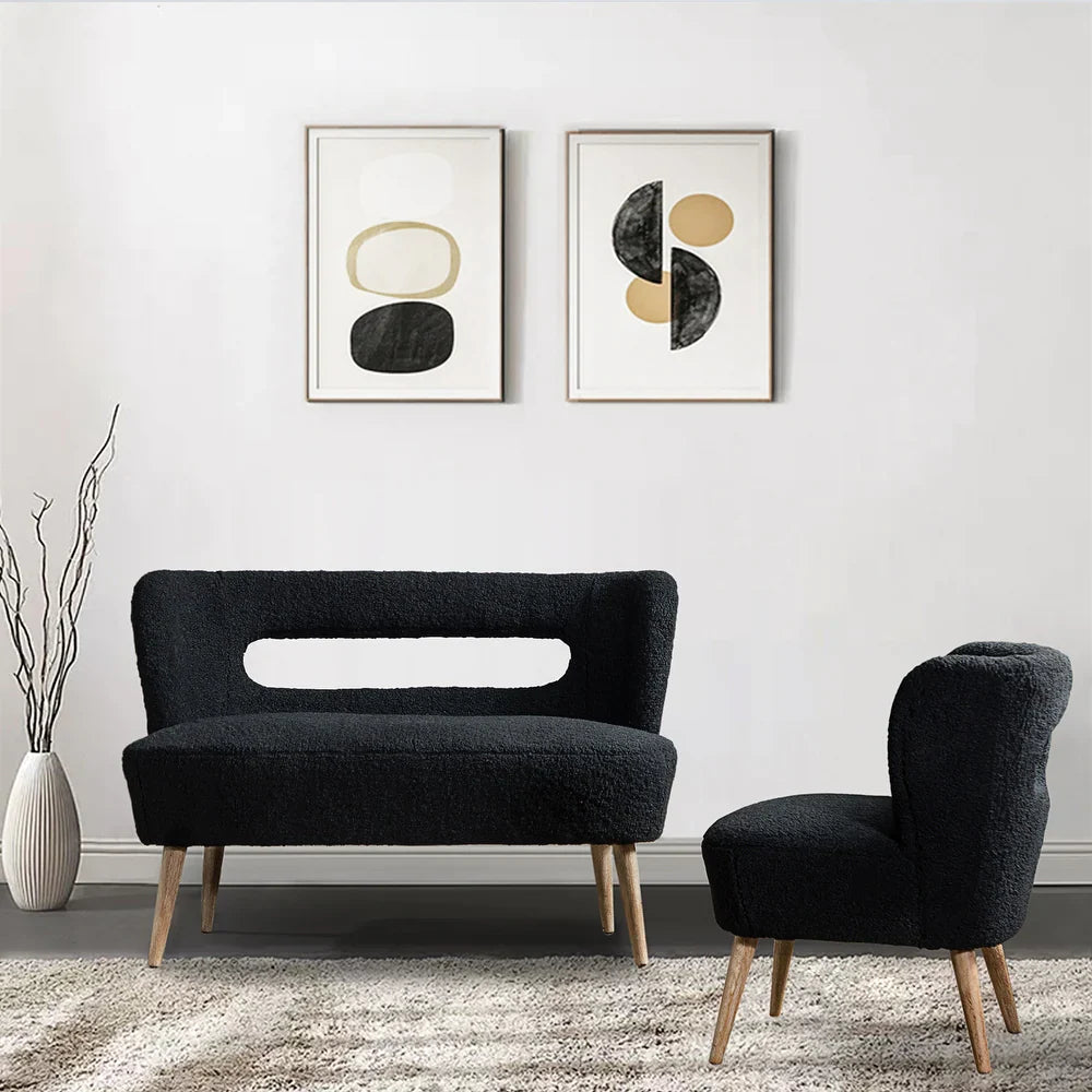 Kanesh Lambskin Sherpa Wooden Base Loveseat