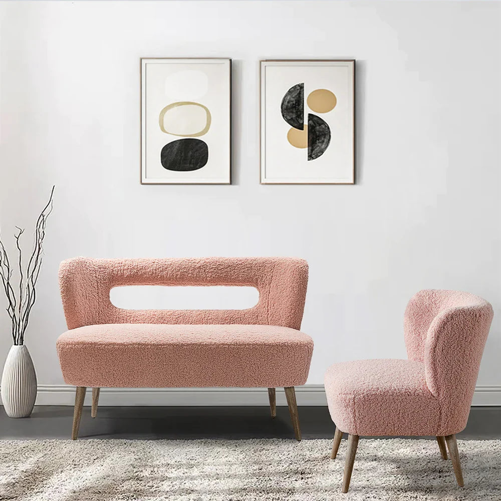 Kanesh Lambskin Sherpa Wooden Base Loveseat