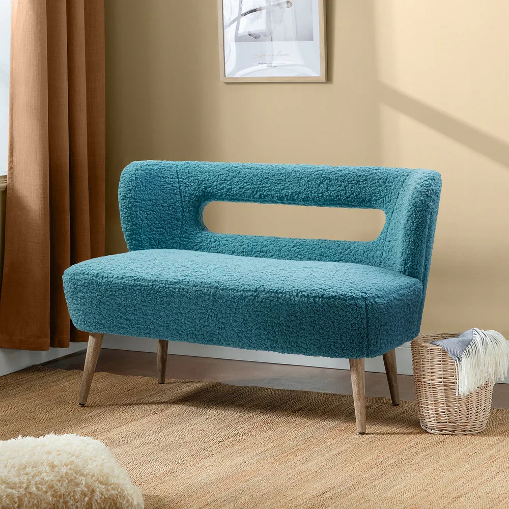 Kanesh Lambskin Sherpa Wooden Base Loveseat