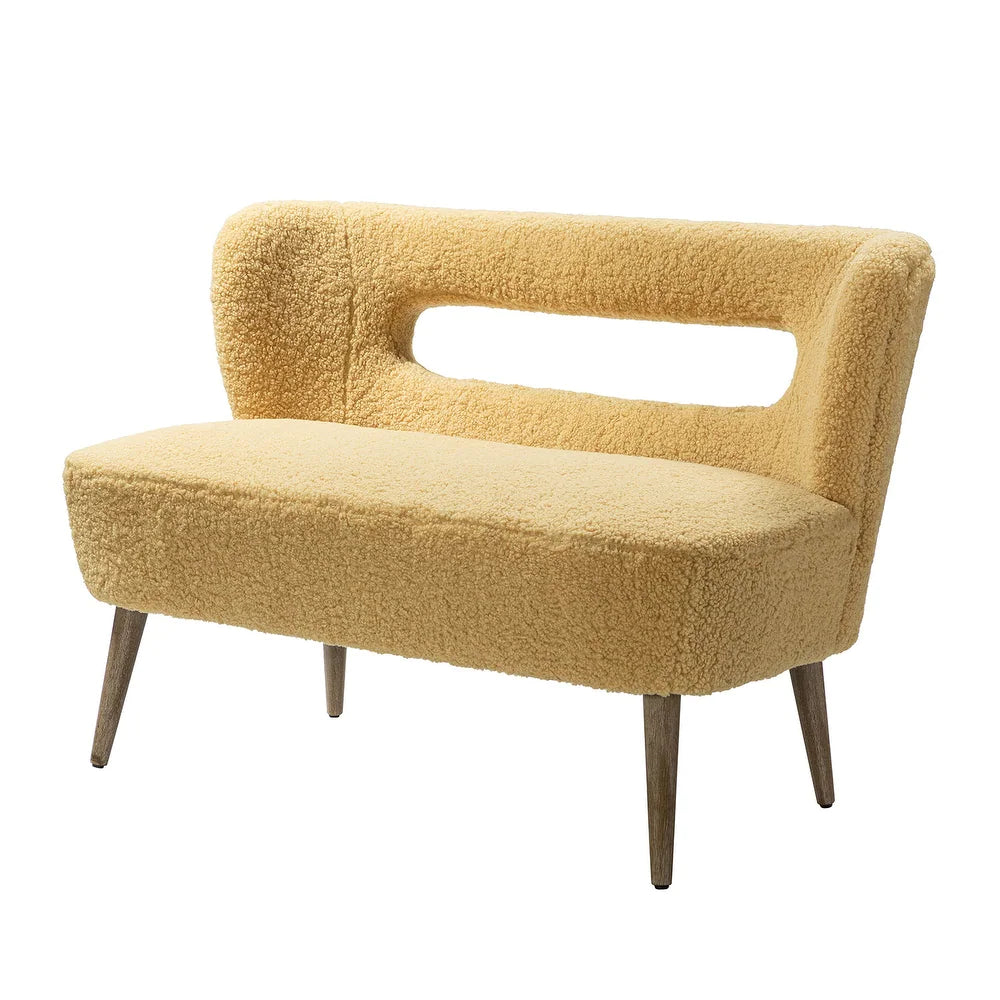 Kanesh Lambskin Sherpa Wooden Base Loveseat