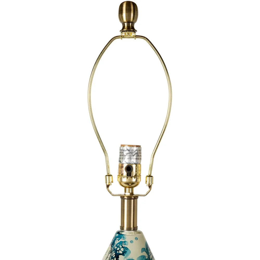 Kasen Modern Painted Glass and Brass Table Lamp - 35"H x 16"W x 16"D