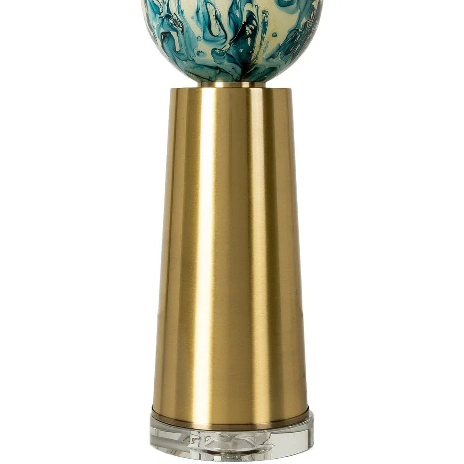 Kasen Modern Painted Glass and Brass Table Lamp - 35"H x 16"W x 16"D