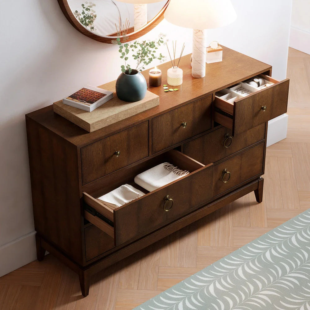 Kaspar 54" Wide 7 Drawer Dresser with Ring Decorative Hardware