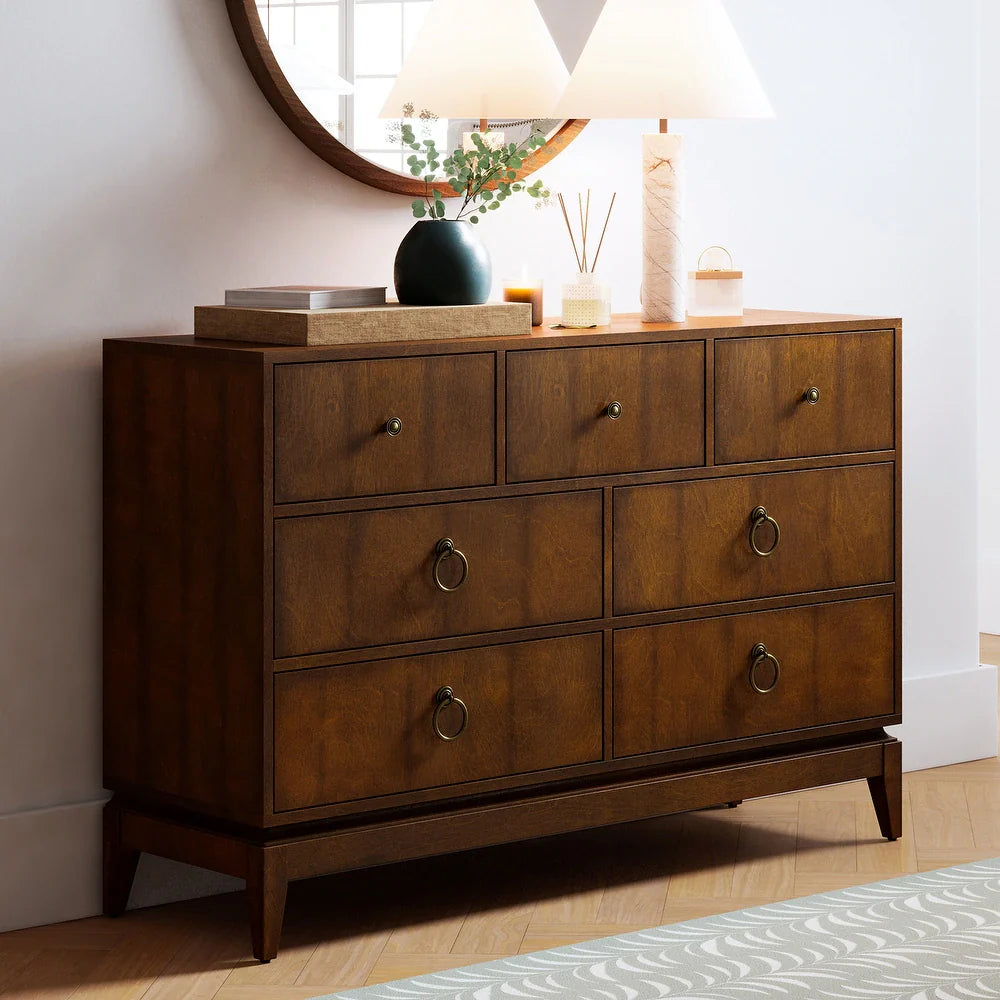 Kaspar 54" Wide 7 Drawer Dresser with Ring Decorative Hardware