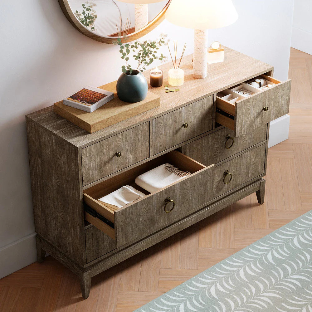 Kaspar 54" Wide 7 Drawer Dresser with Ring Decorative Hardware