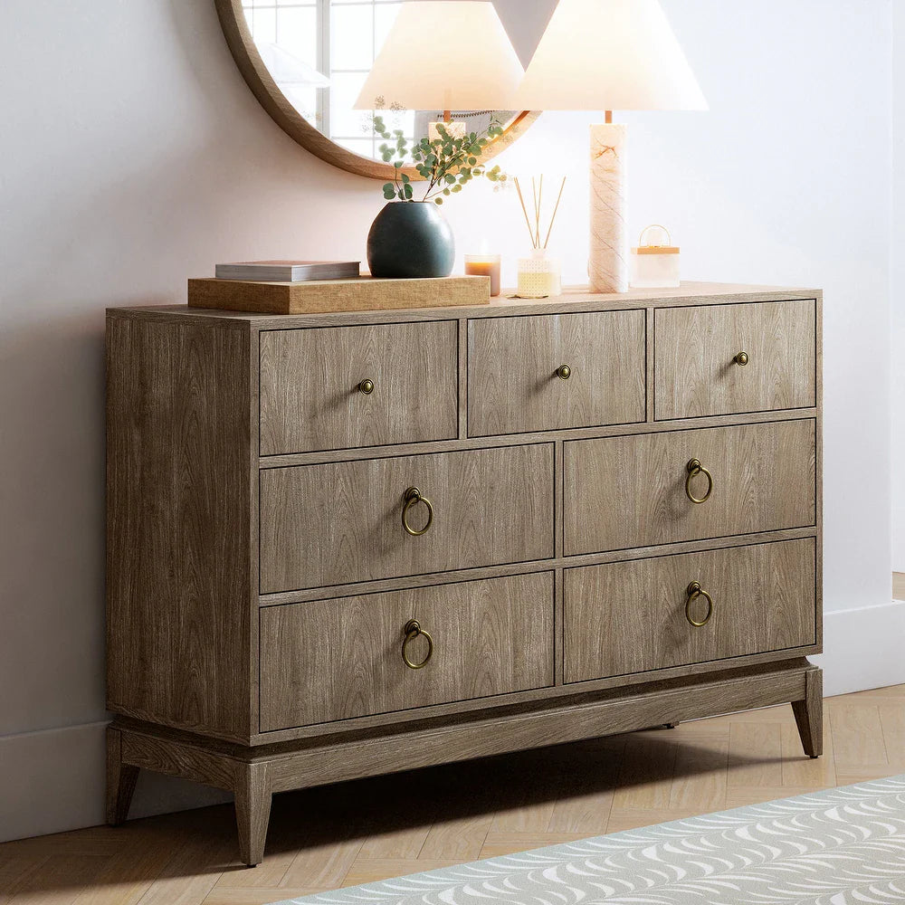 Kaspar 54" Wide 7 Drawer Dresser with Ring Decorative Hardware