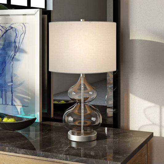 Katrin Glass Double Gourd Table Lamp in Clear Glass