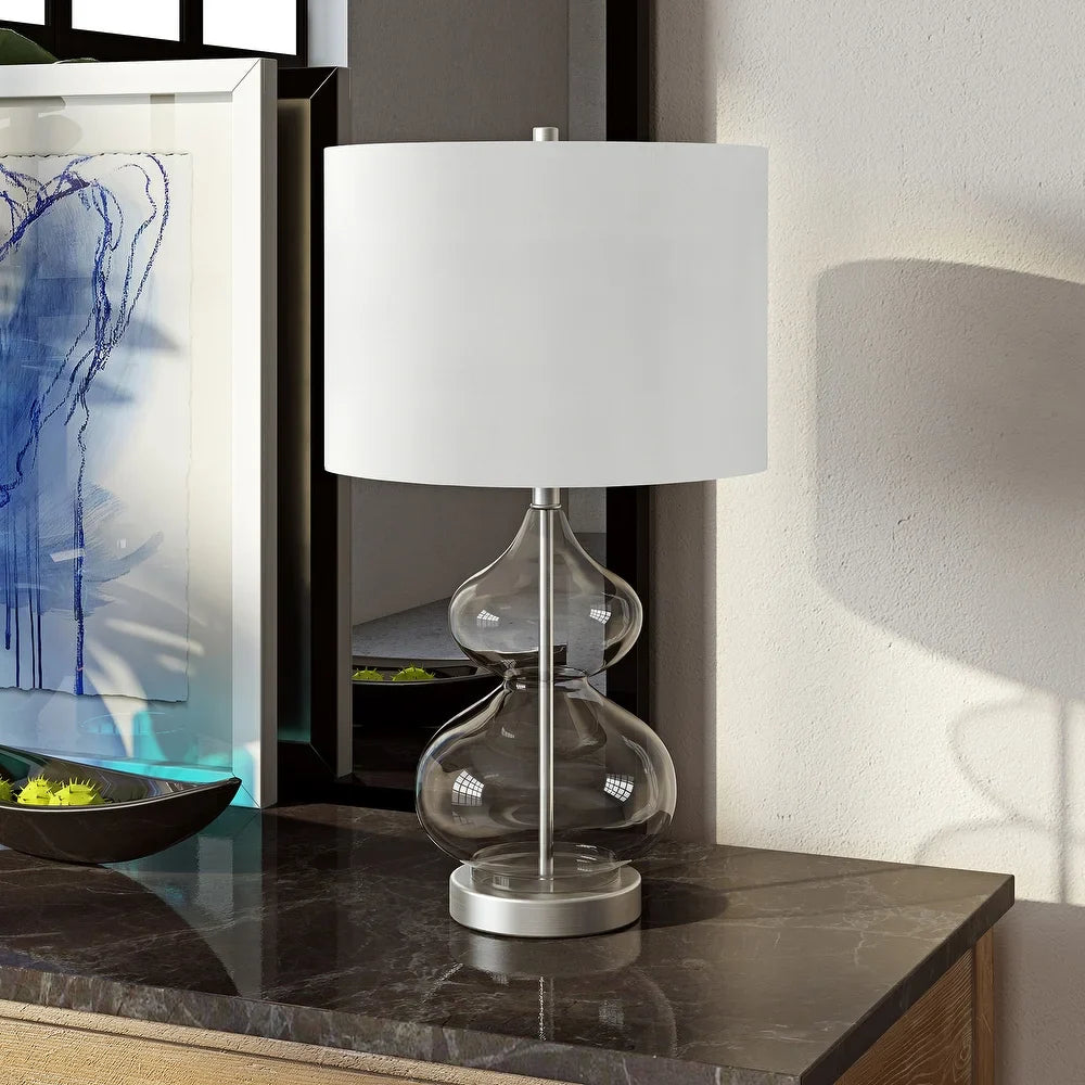 Katrin Glass Double Gourd Table Lamp in Clear Glass