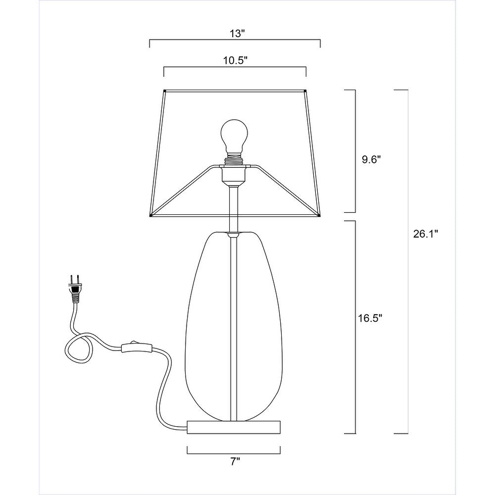 Keagan Chrome+Clear Crystal Base 1-Light Plastic Cone Shade Table Lamp