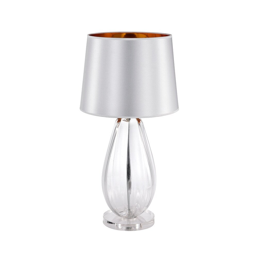 Keagan Chrome+Clear Crystal Base 1-Light Plastic Cone Shade Table Lamp