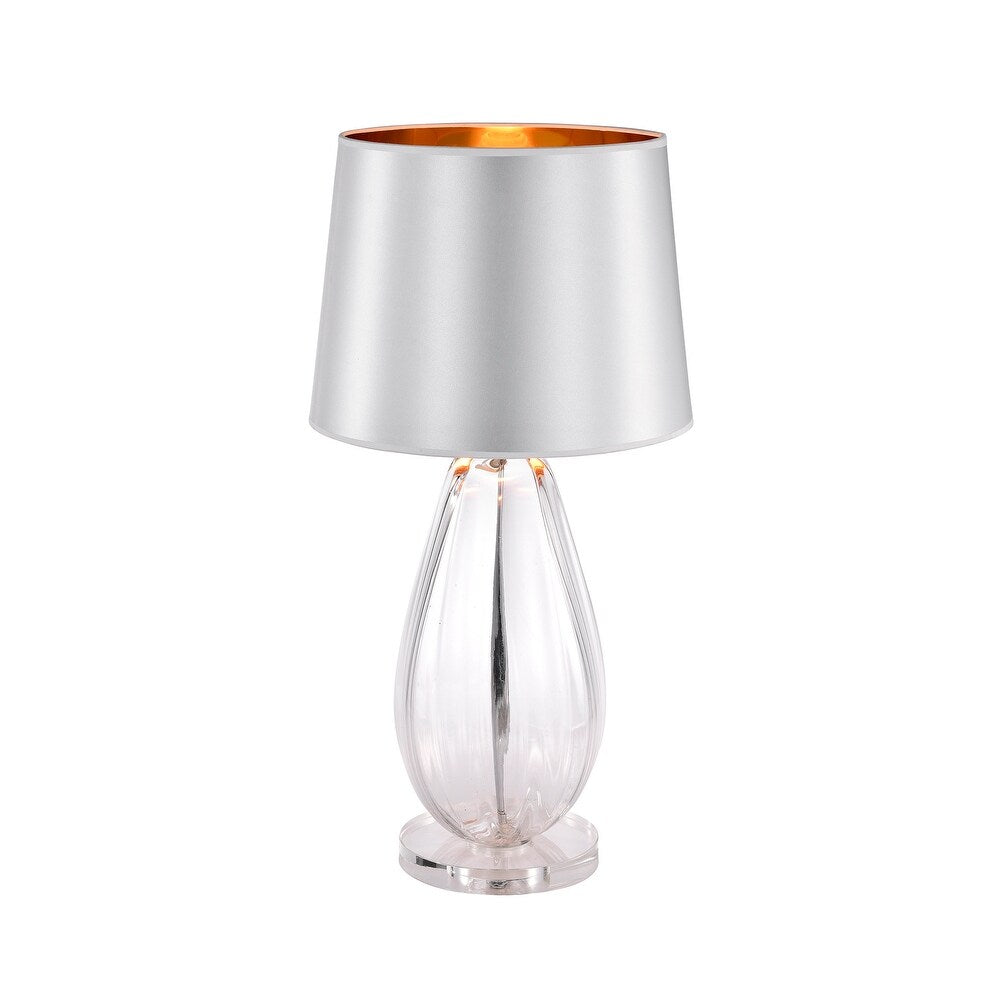 Keagan Chrome+Clear Crystal Base 1-Light Plastic Cone Shade Table Lamp