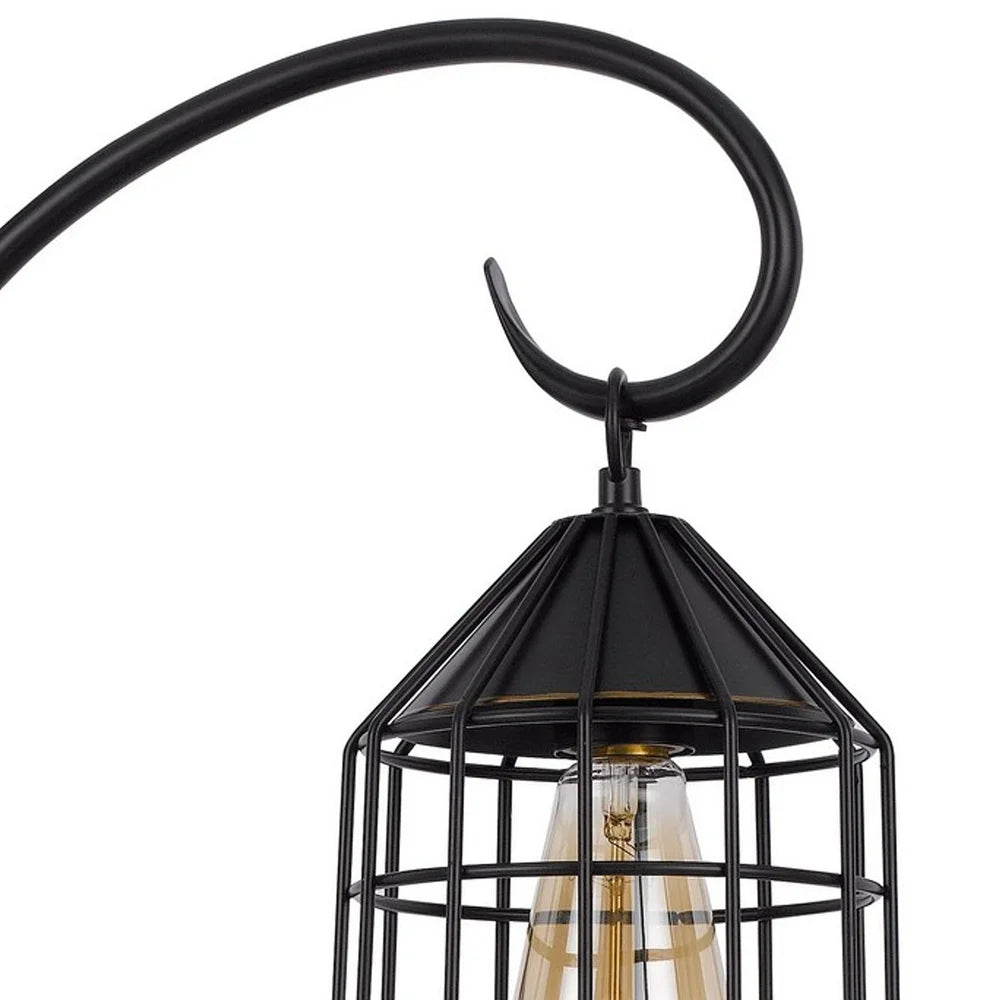 Kim 31 Inch Modern Table Lamp, Hanging Lantern Shade, Metal, Dark Bronze