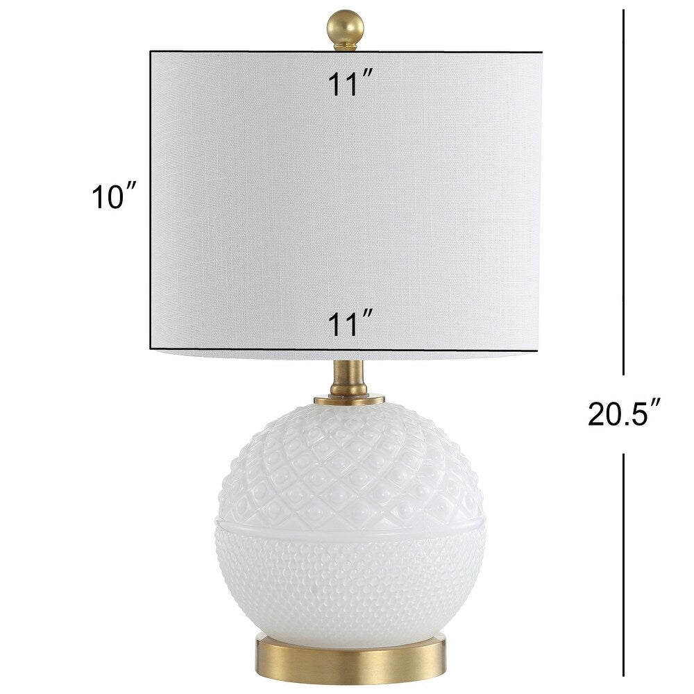 Krister 20.5" Glass/Metal LED Table Lamp, White/Brass Gold