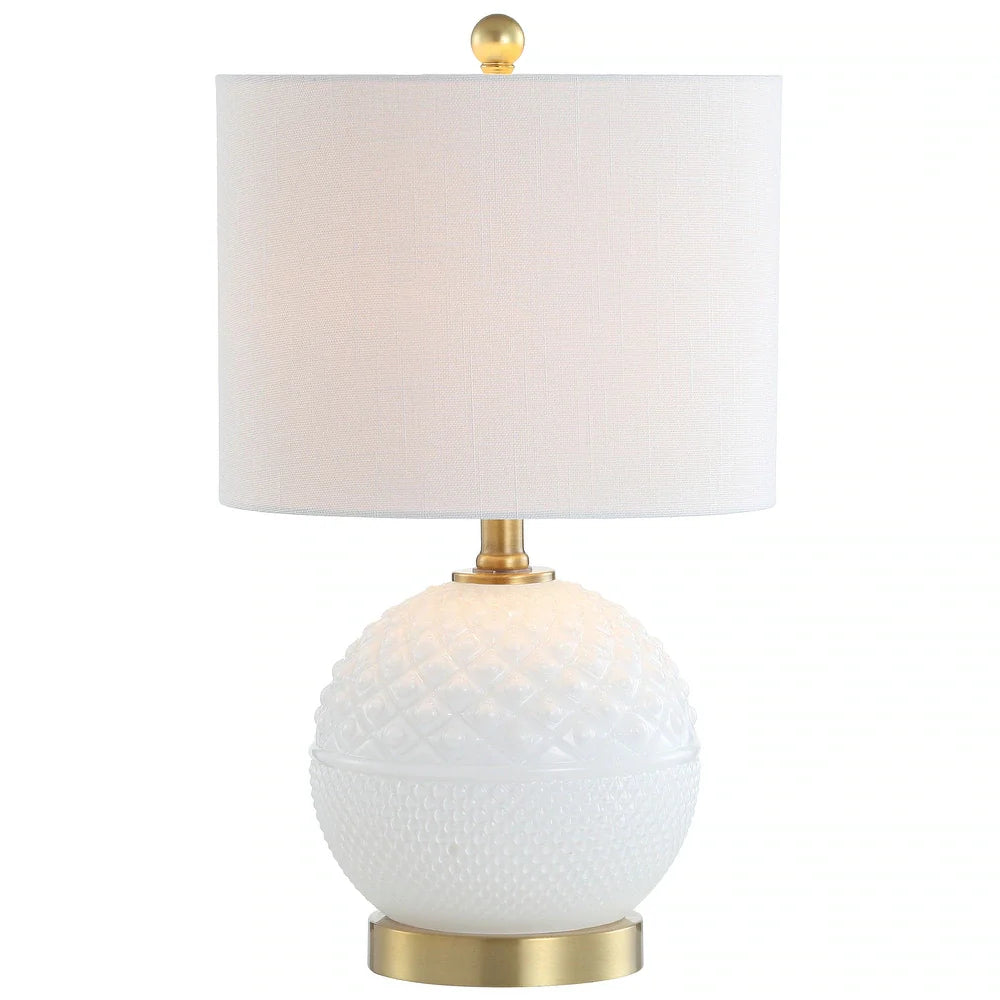 Krister 20.5" Glass/Metal LED Table Lamp, White/Brass Gold