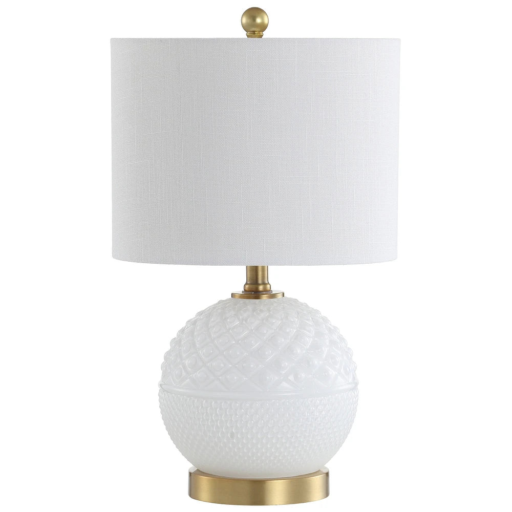 Krister 20.5" Glass/Metal LED Table Lamp, White/Brass Gold