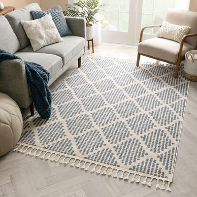Arbor Moroccan Trellis Light Blue Kilim-Style Rug