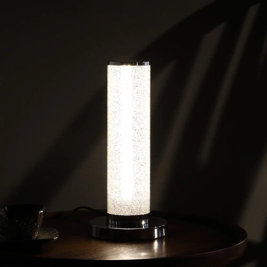 LED Illuminari White Crystal Sandrocks Colunn Table Lamp