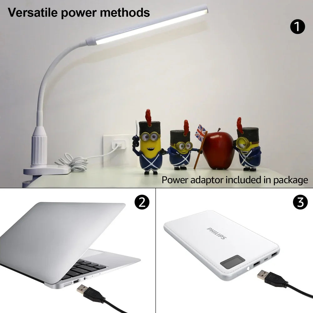 LED Desk Lamp, Memory Function, Eye-Care, Dimmable Touch Control, USB Powered