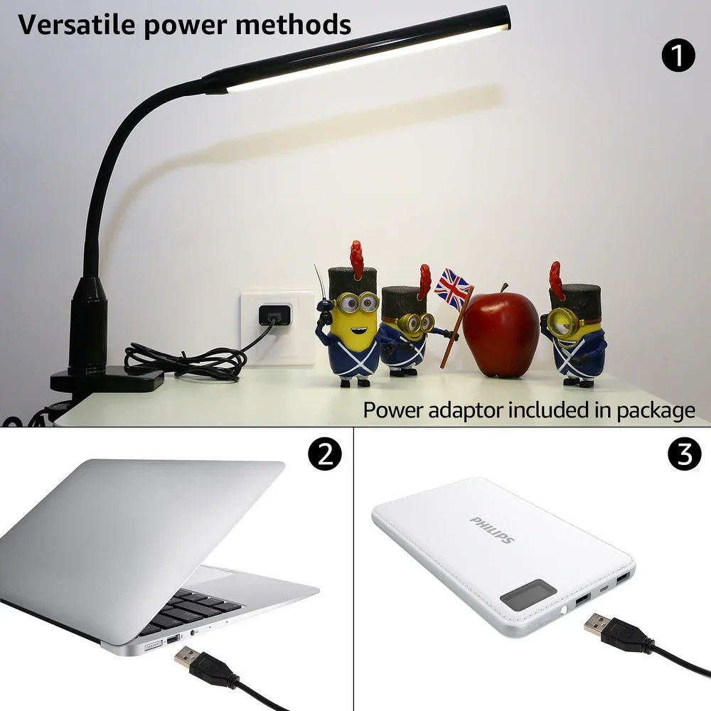 LED Desk Lamp, Memory Function, Eye-Care, Dimmable Touch Control, USB Powered