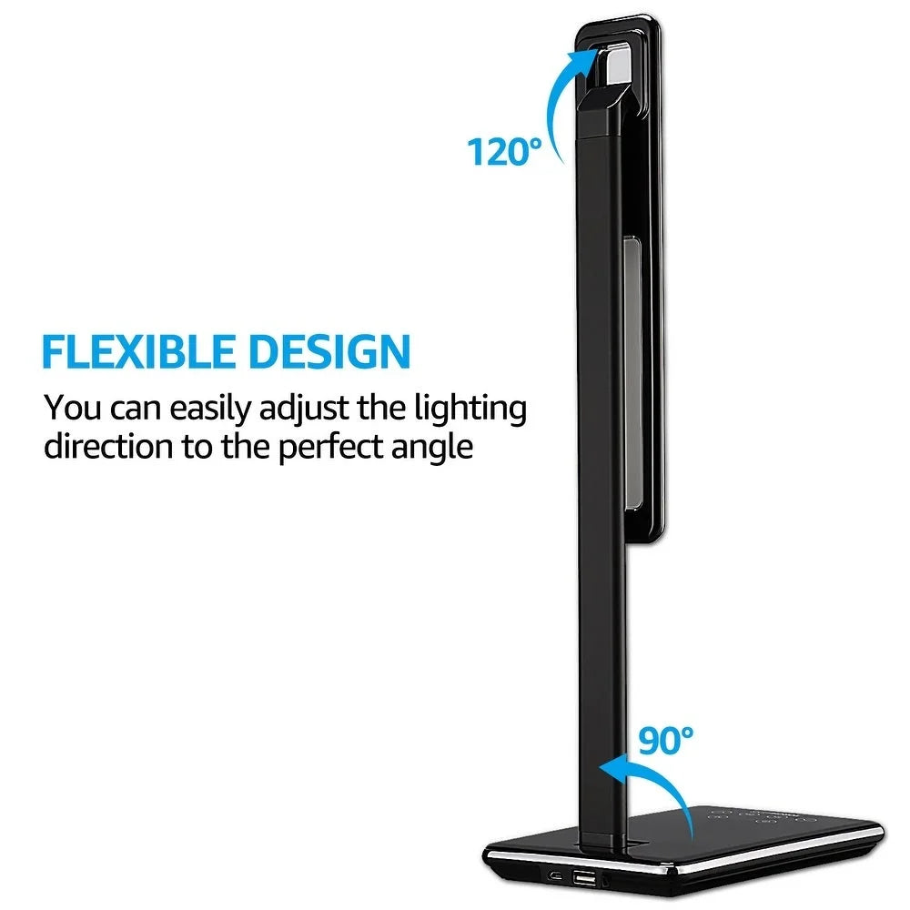 LED Desk Light with USB Charging Port, Touch Switch Fully Dimmable, 4 Lighting Modes - 1PACK