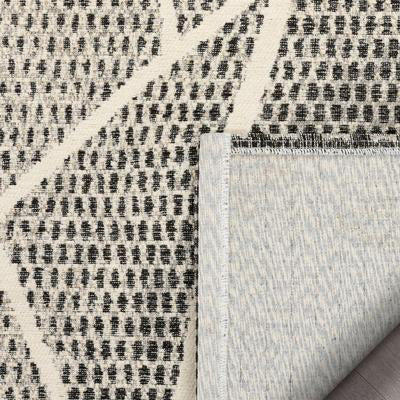 Modern Geometric Distressed Grey Kilim-Style Soft Area Rug