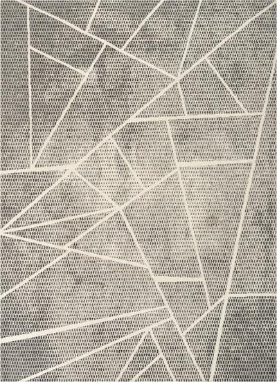 Modern Geometric Distressed Grey Kilim-Style Soft Area Rug