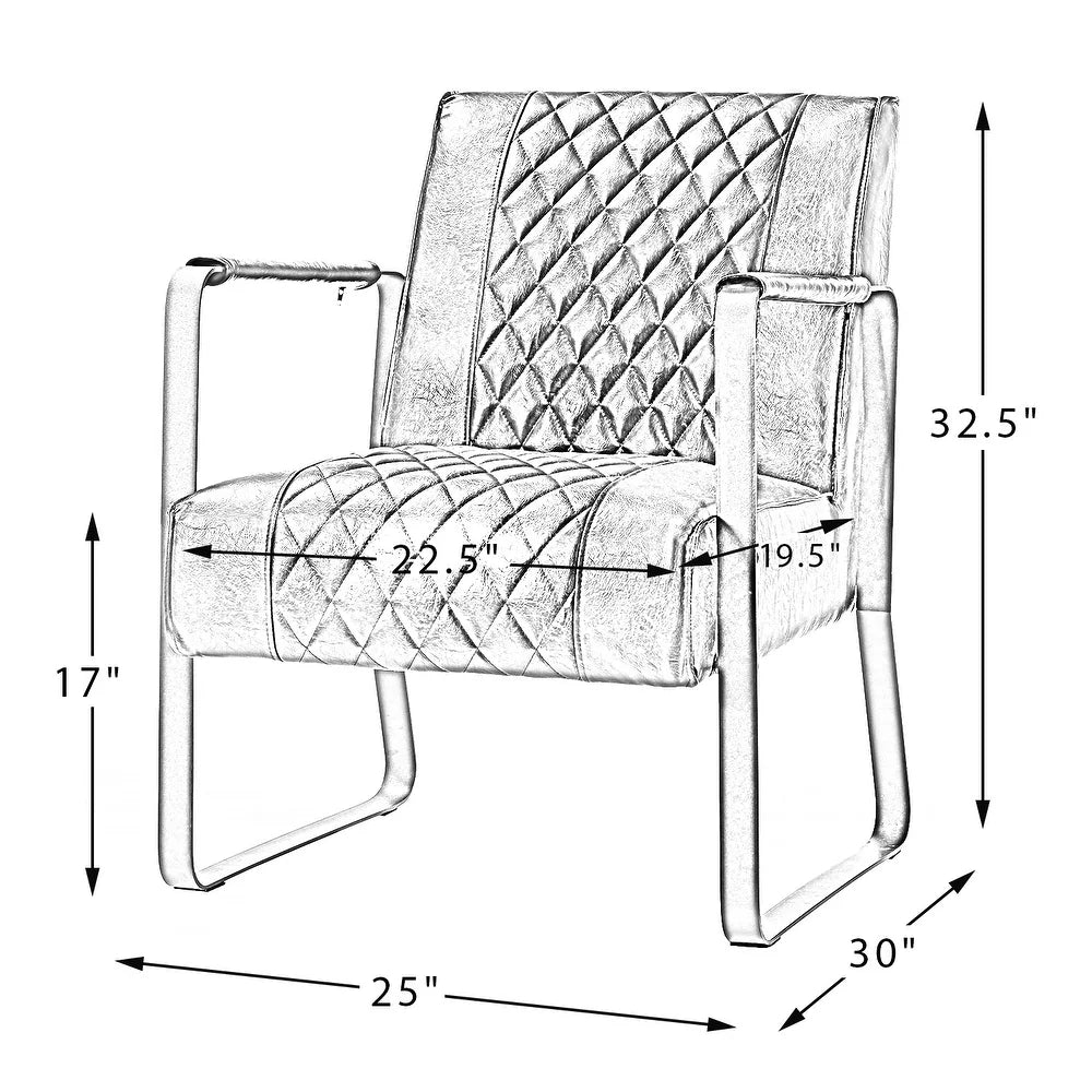 LagashMid Century Modern PU Leather Accent Armchair with Metal Base Set of 2