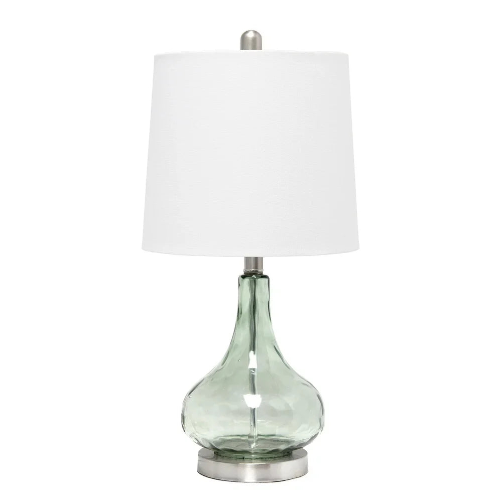 Lalia Home 23.25" Contemporary Rippled Colored Glass Bedside Desk Table Lamp with White Fabric Shade