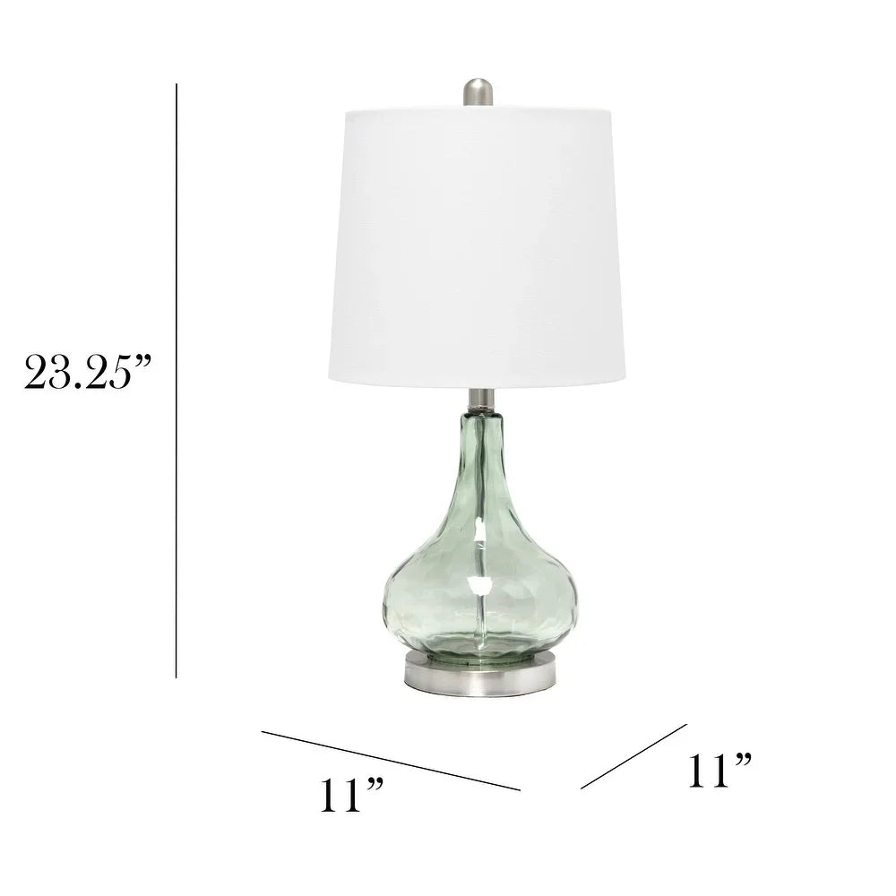 Lalia Home 23.25" Contemporary Rippled Colored Glass Bedside Desk Table Lamp with White Fabric Shade