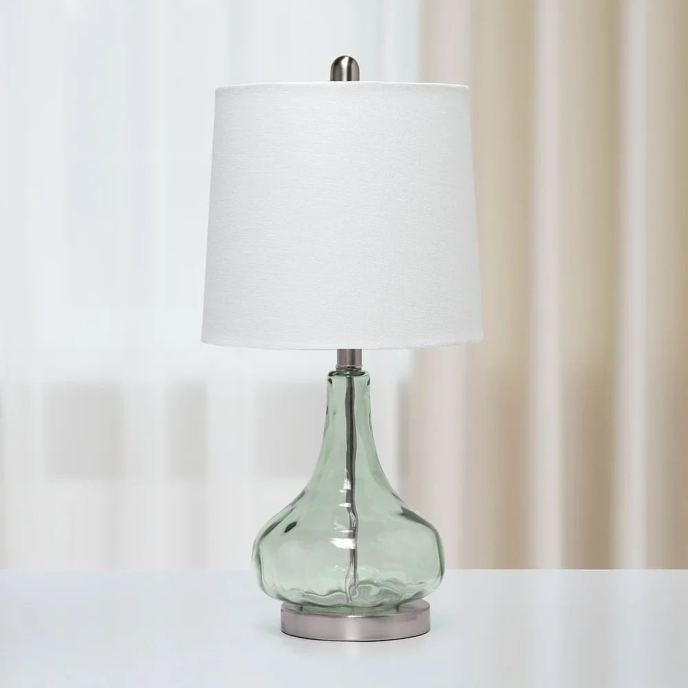 Lalia Home 23.25" Contemporary Rippled Colored Glass Bedside Desk Table Lamp with White Fabric Shade
