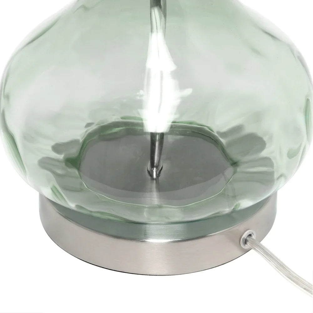 Lalia Home 23.25" Contemporary Rippled Colored Glass Bedside Desk Table Lamp with White Fabric Shade