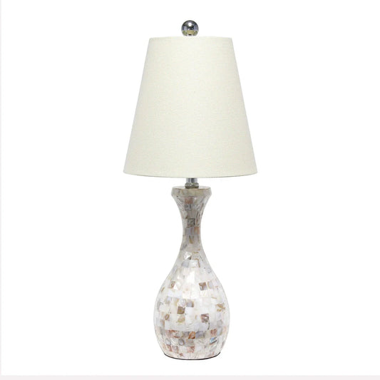 Lalia Home Malibu Curved Mosaic Seashell Table Lamp with Chrome Accents - 10(L)10(W)25(H)