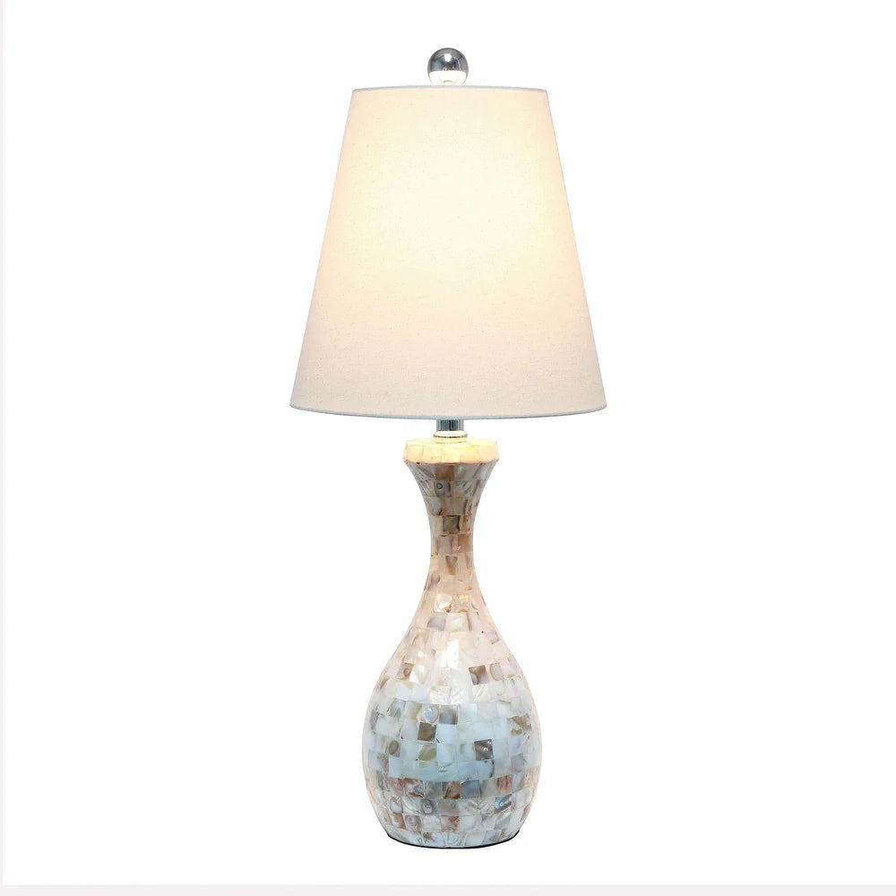 Lalia Home Malibu Curved Mosaic Seashell Table Lamp with Chrome Accents - 10(L)10(W)25(H)