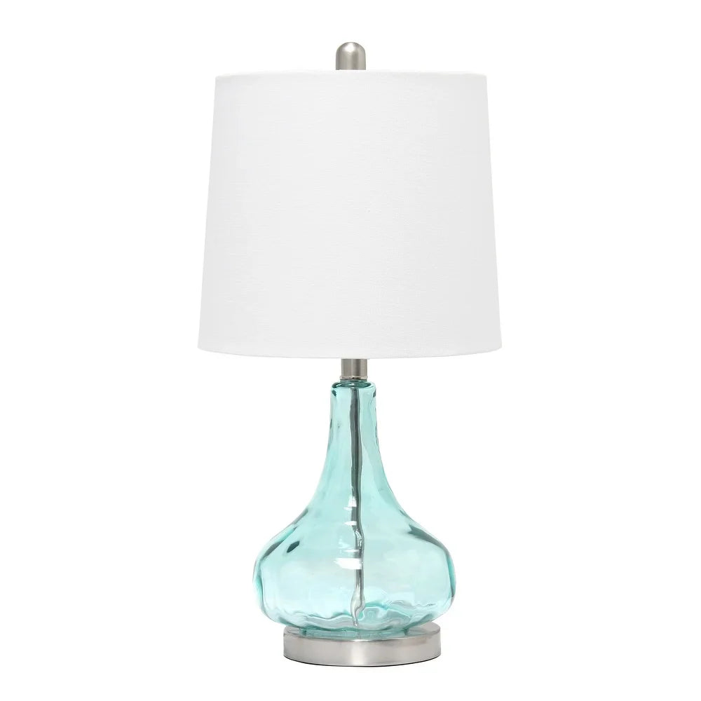 Lalia Home 23.25" Contemporary Rippled Colored Glass Bedside Desk Table Lamp with White Fabric Shade