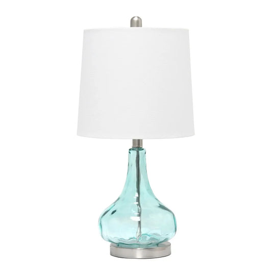 Lalia Home 23.25" Contemporary Rippled Colored Glass Bedside Desk Table Lamp with White Fabric Shade