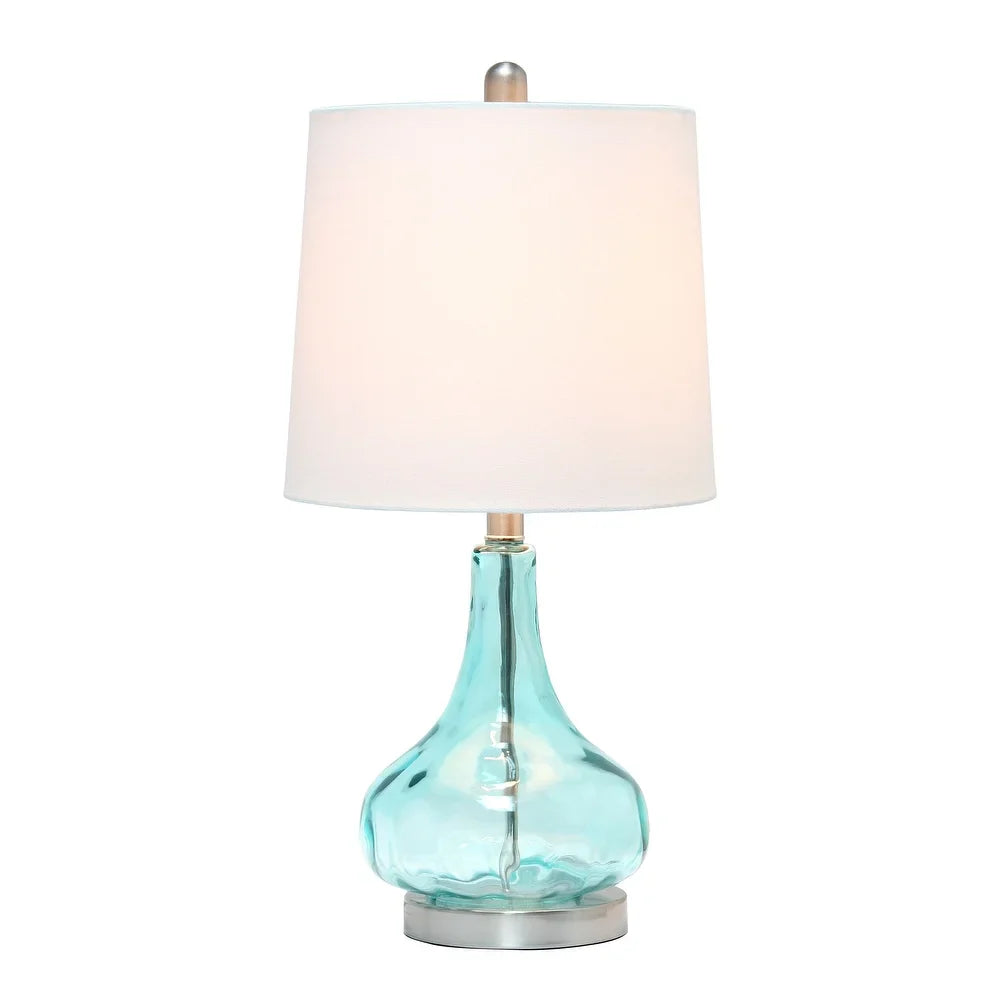 Lalia Home 23.25" Contemporary Rippled Colored Glass Bedside Desk Table Lamp with White Fabric Shade