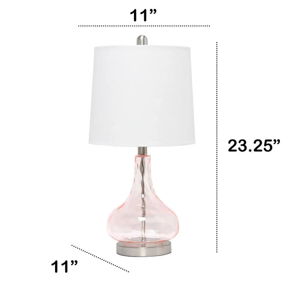 Lalia Home 23.25" Contemporary Rippled Colored Glass Bedside Desk Table Lamp with White Fabric Shade